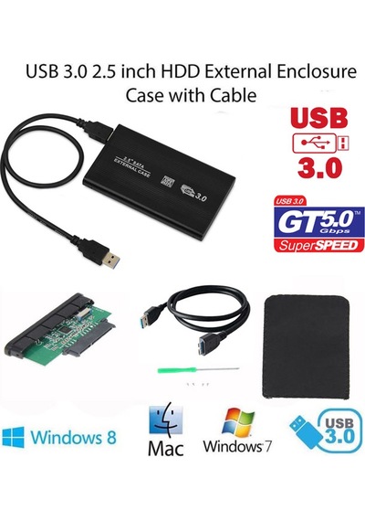 2.5 Usb 3.0 Harici Harddisk Ssd Hdd Sata Kutu Usb 3.0 Giriş Metal
