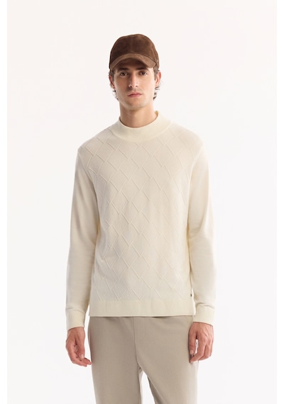 Avva Erkek Ekru Bisiklet Yaka Soft Touch Dokulu Triko Regular Fit Kazak A52y5028