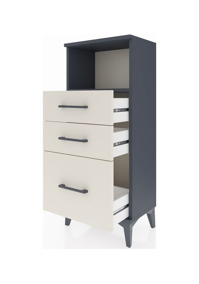 Arges Komodin Tek Raflı 3 Çekmeceli 44x30x106 Antrasit-aytaşı Antrasit