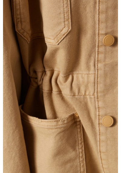 Good American Oversize Canvas Ceket, Modern Utiliter Stil - Şık Kadın Dış Giyim Bej