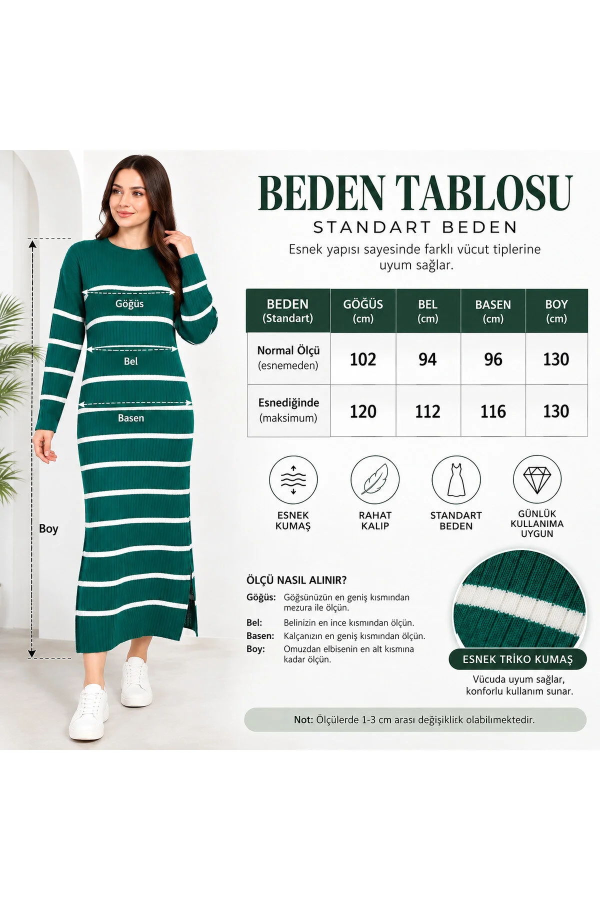 Neco Giyim Kadın Çizgili Triko Elbise Bisiklet Yaka Uzun Kollu Esnek Örme Elbise Krem - Siyah Neco Giyim Kadın Çizgili Triko Elbise Bisiklet Yaka Uzun Kollu Esnek Örme Elbise Krem - Siyah