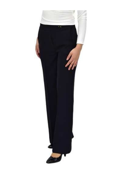 Nazal Kadın Bol Paça Beli Lastikli Kumaş Pantolon Bgl-st04322 Siyah