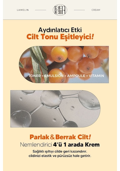 Lamelin Vitamin İçeren Aydınlatıcı Nemlendirici Büyük Boy Krem Lamelin Vitamin 4 in 1 Cream 100 ML
