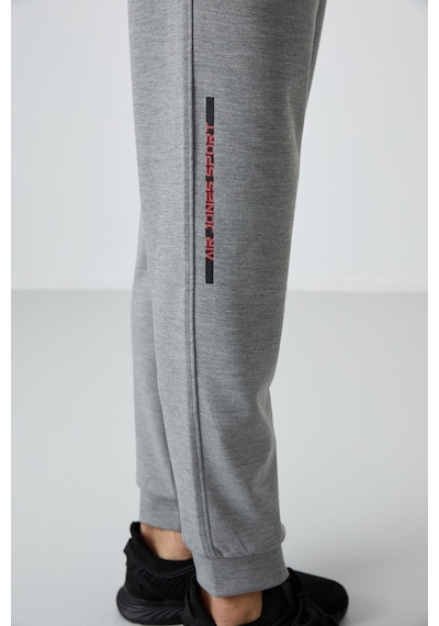 Tommy Life Gri Melanj Pamuklu Kalın Yumuşak Dokulu Comfort Fit Baskılı Erkek Eşofman Takım - 85239 GRİ MELANJ