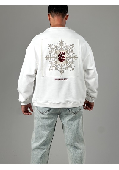 Cocopelli Ekru Tasarım Etnik Erkek Sweatshirt Coc1029 Ekru