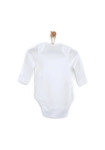 Mixibaby Mixi Baby Pamuklu Çıtçıtlı Bebek Body Bisiklet Yaka 5'li Set Uzun Kol Beyaz