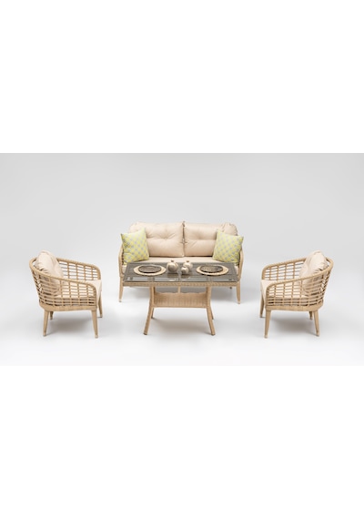 Rodos Rattan Mini 2'li Oturma Grubu Cappuccino