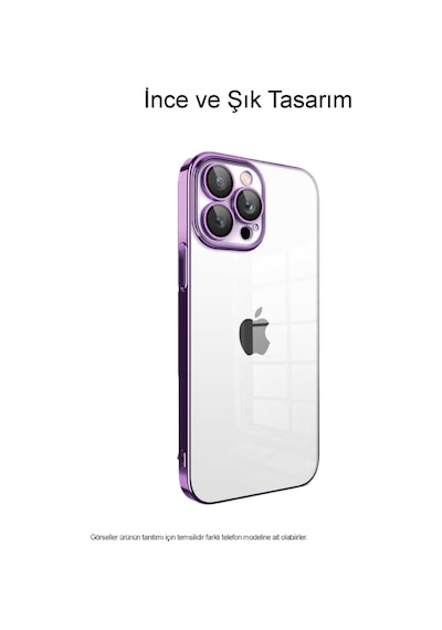 Apple Uyumlu  iPhone 12 Pro Max ile Kapak Lens Korumalı Arkası Şeffaf Sert Mika Kılıf - Mavi