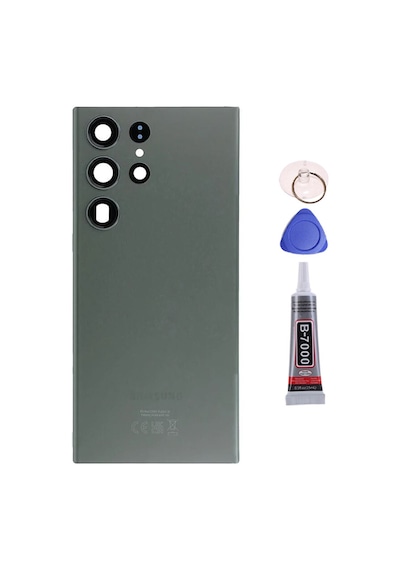 Samsung S23 Ultra Yeşil Uyumlu Arka Kapak Batarya Kapağı Pil Kapağı Yapışkan Ve Sökme Aparatıyla Beraber Full Set Yeşil