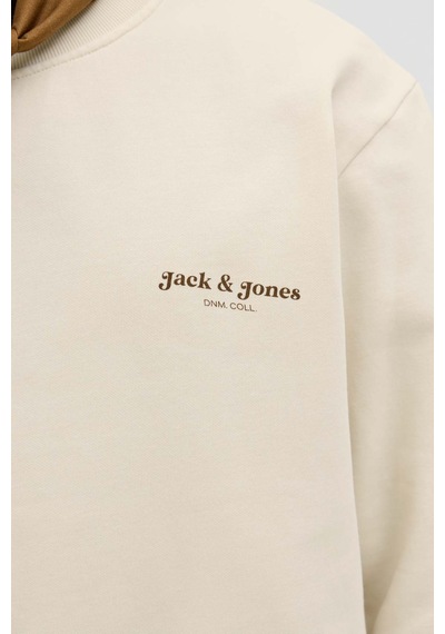Jack & Jones Jjedover Prınt Sweat Crew Beyaz Erkek Sweatshirt 000000000102352988 Beyaz