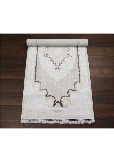 Nostalji Seri Klasik Motifli Altı Kaymaz Makine Dokuma Halı 13455-837 Beyaz