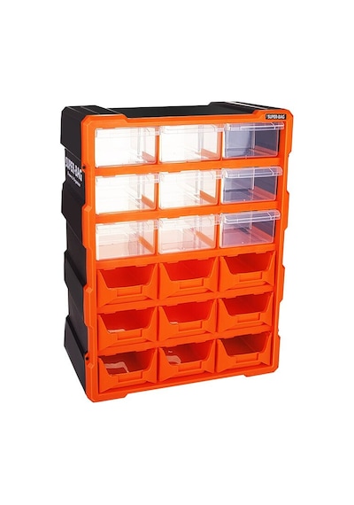 Super-bag Asr-6011 Monoblok Avadanlık Çekmece Seti 18'li 9 Kapalı + 9 Açık 38.1x15.7x47.5 Cm