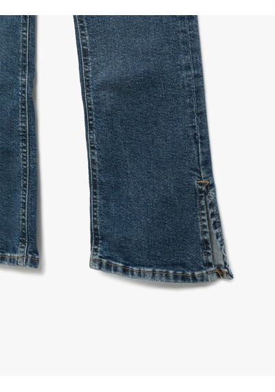 Koton Pamuklu İspanyol Paça Slim Fit Denim Pantolon Koyu İndigo 6wkg40045ad