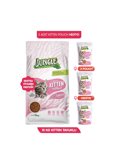 15 Kg Yavru Kedi Maması Tavuklu Kitten Mama 3 Adet Kitten Pouch Hediyeli Ekstra Vitamin Destekli