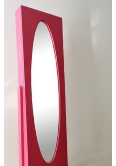 Ayna Takı Dolabı Boy Ayna Kayın Md Parlak PEMBE Lake Boya Natüre Klasik Mobilya El Yapım Ahşap