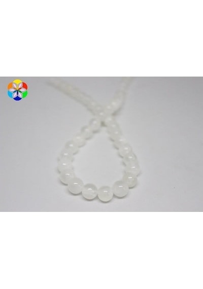 Yasamtohumu Selenit Taşı Yarım Dizi 10 MM 18 CM Gümüş