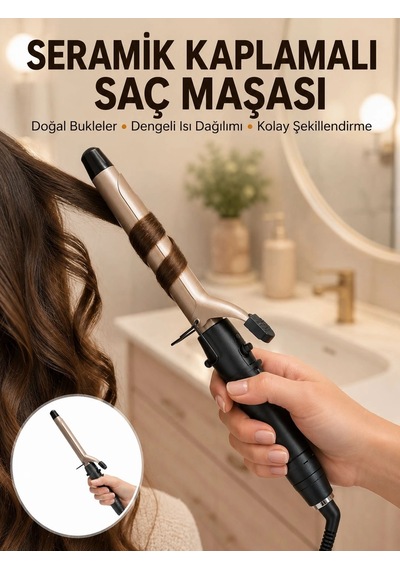 25 Mm Seramik Saç Maşası Kalın Bukle Ve Hacimli Dalga İçin Yeni Nesil