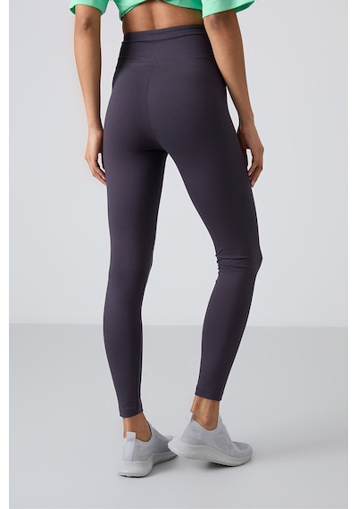 TOMMYLIFE Antrasit Yüksek Bel Toparlayıcı Slim Fit Dar Paça Kadın Tayt - 94011