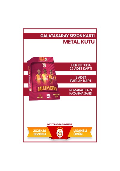 Galatasaray 2025-26 Sezon Kartları - Metal Kutu