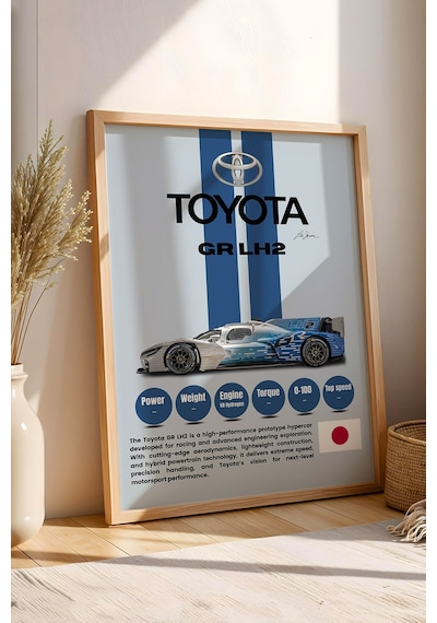 Toyota Gr Lh2 Premium Hidrojen Hiper Araba Tablosu - Teknik Özellikli Otomobil Duvar Dekoru Kayın