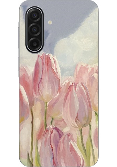 Samsung Galaxy A17 Uyumlu Pembe Laleler Baskılı Silikon Kılıf Renkli