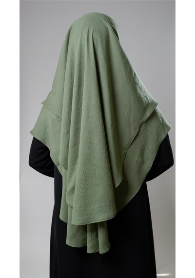 Hürrem Bone Fıstık Yeşili Pratik Hazır Geçmeli Tesettür Eşarp Pamuk Caz Kumaş Çift Katlı Düz Hijab 2303 36