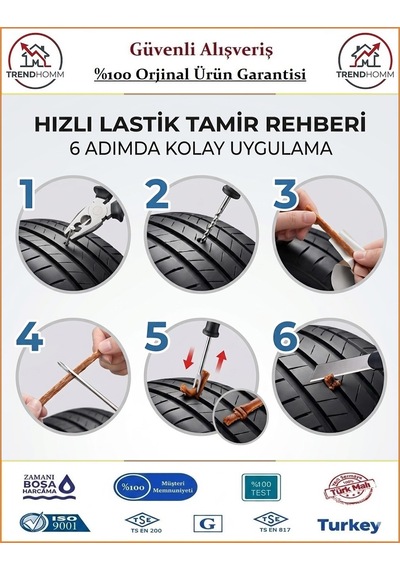 Trendhomm Lastik Tamir Seti - Patlak Lastik Fitil Atma Kiti