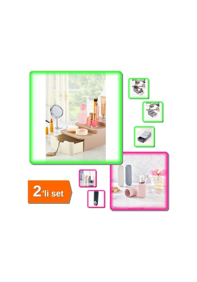 Compact Çekmeceli Ve Standlı Düzenleyici + Çanta İçi Diş Fırçası Makyaj Kutusu - 2li Set E4j1s4 Belirtilmemiş