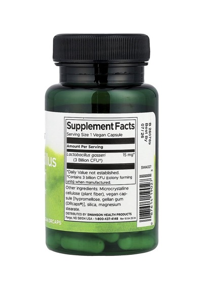 Swanson Vitamins, Lactobacillus Gasseri, 3 Billion Cfu, 60 Vegan Drcaps
