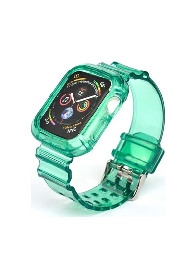 Apple Uyumlu  Watch 42 MM Krd-27 Şeffaf Renkli Transparan Silikon Kordon