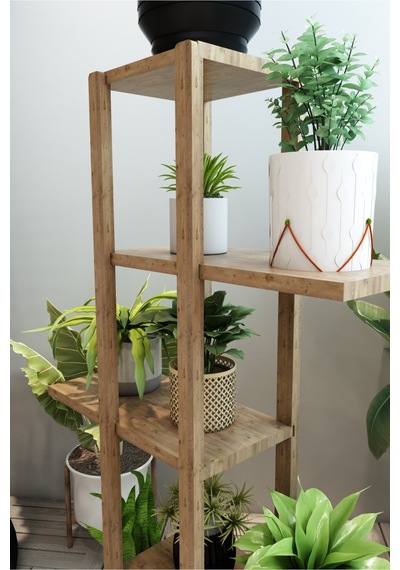 Lotus Atlantik Çam Ahşap 5 Katlı Çiçeklik, Saksılık, Çiçek Standı, Dekoratif Raf-çok Amaçlı Kullanım Çam - 630451522 Çam