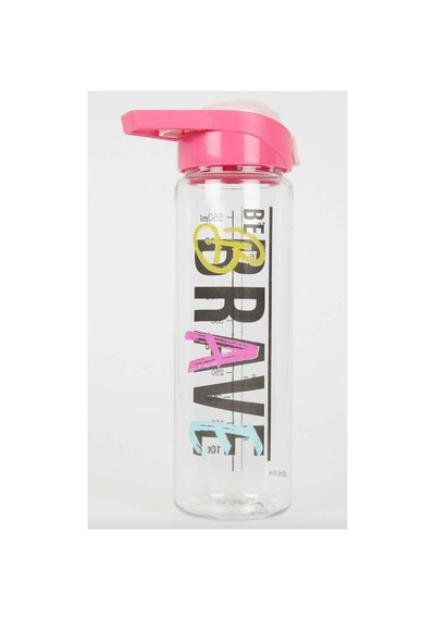 Renkli Matara 550 Ml Spor Matarası, Renkli Suluk Okul Matarası Pembe Şeffaf Pembe