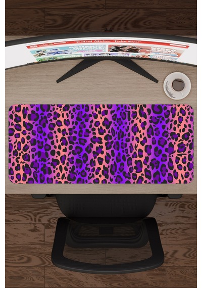 Leopar Kaymaz Dikişli Kauçuk Oyuncu Mousepad V1 - 70x30 Xl Gaming Mouse Pad Fare Altlığı