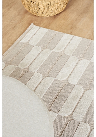 Kaşmir Halı İskandinav Otto Beige 80x300 Cm Salon Mutfak Halısı Yolluk Bej