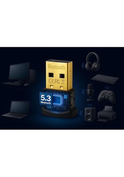 Bluetooth 5.3 Usb Dongle - Kablosuz Adaptör, Pc & Laptop Için Bluetooth Alıcı