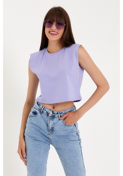Kadın Regular Fit Crop Tişort Spr22tsk128 001