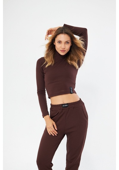 Lesa Wear Fitilli Soft Touch Balıkçı Yaka Bluz Kahverengi Kahverengi
