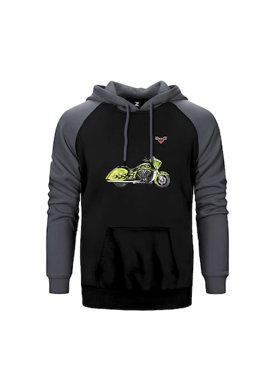 Victory Vison Green Gri Renk Reglan Kol Kapşonlu Sweatshirt Gri