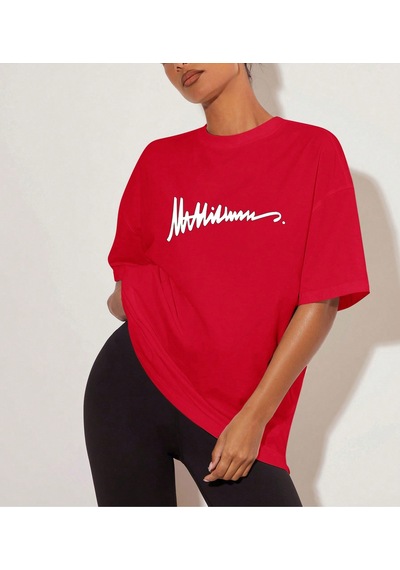 Uyguntarz Unisex İmza Baskılı Tasarım Tshirt Kırmızı
