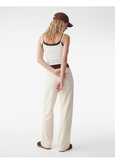 Koton Beli Bağcıklı Lastikli Geniş Paça Eşofman Pantolon Ekru 6sak40091ek