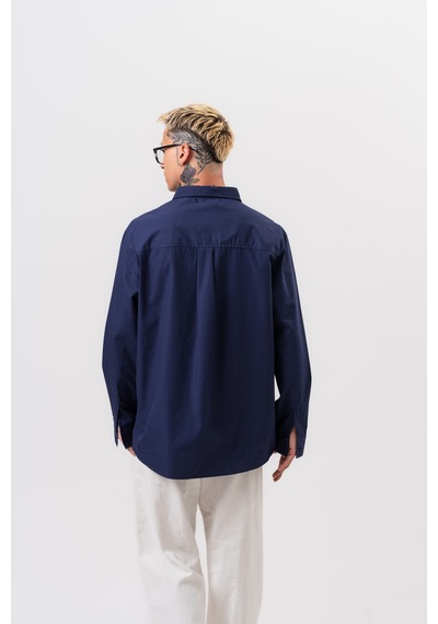 Respire Erkek Poplin Oversize Gömlek Lacivert
