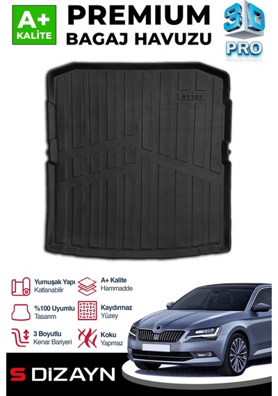 S-dizayn Skoda Superb 3d Pro Bagaj Havuzu 2015-2024 A+ Kalite