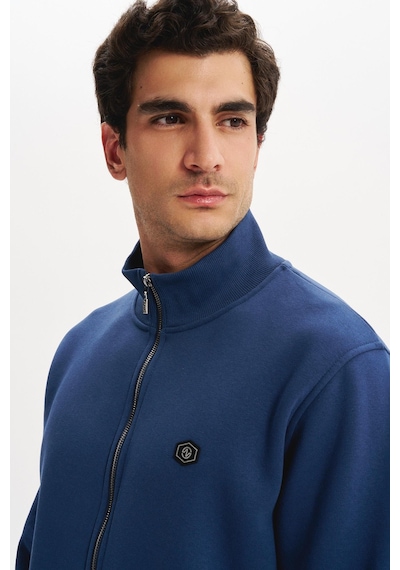 AR-MA Arma Erkek Örme Sweatshirt Regular Fit 3 İplik Basic Dik Yaka Tam Fermuarlı Cepli %70 Pamuk %30 Polyester K30324650702 İndigo-i1