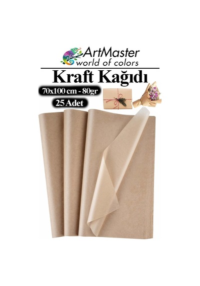 Kraft Kağıdı 70x100 Cm 25 Adet 80 Gr Hediye Paketleme Kagıdı Çeyiz Kaplama Kağıt Saman Kağıt Çizim Kağıdı