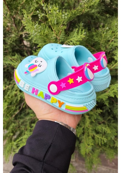 Unicornlu Kaydırmaz Taban Çocuk Terlik Turkuaz Turkuaz
