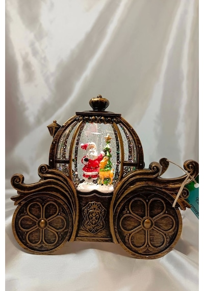 Yılbaşı Noel Fayton Tasarımlı Kar Küresi Noel Baba Karakter Işık Kahve Yeni Yıl