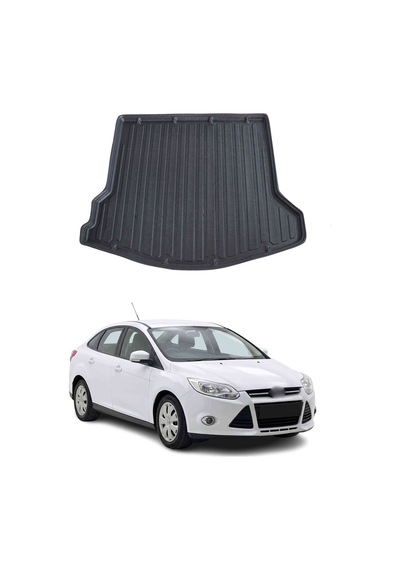 Ford Focus 3 Sedan 2011-2014 Arası Uyumlu Araca Özel Kauçuk Bagaj Havuzu Siyah İnce Stepneli İçin