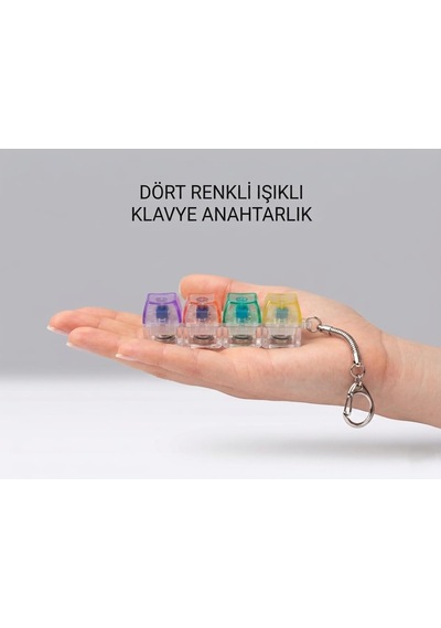 Dörtlü Mekanik Switch Deneyici Anahtarlık - Şeffaf Renkli Tuş Başlıklı Işıklı Aksesuar - Taşınabilir Mekanik Klavye Temalı Fidget Ve Stres Giderici