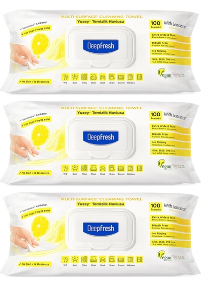 Deep Fresh Yüzey Temizlik Havlusu 100 Lü Limon-sirke-karbonat X 3 Adet beyaz