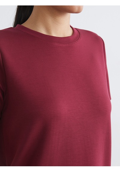 Lcwaıkıkı Basic Bordo Bisiklet Yaka Soft Touch Kadın Tişört
